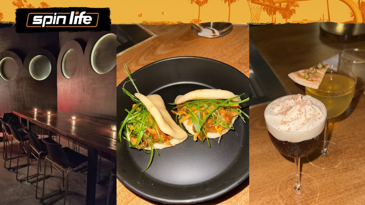 blank_space interior seating area, orange chicken bao, and signature cocktails